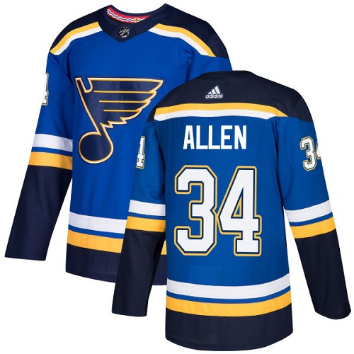 Adidas Blues #34 Jake Allen Blue Home Authentic Stitched Youth NHL Jersey - Click Image to Close
